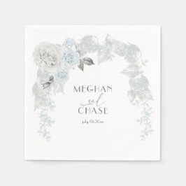 Blek Blue och Vit ros Iridescent Foliage Pappersservett