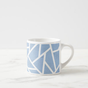 Blek blue och white mosaic mönster espressomugg