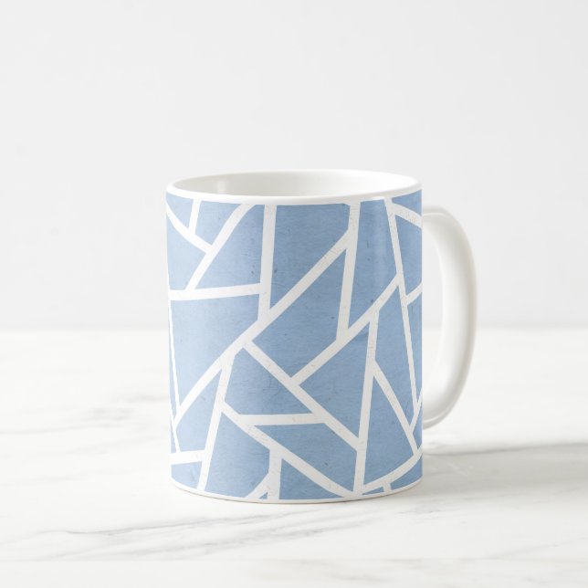 Blek blue och white mosaic mönster kaffemugg (Framsida höger)