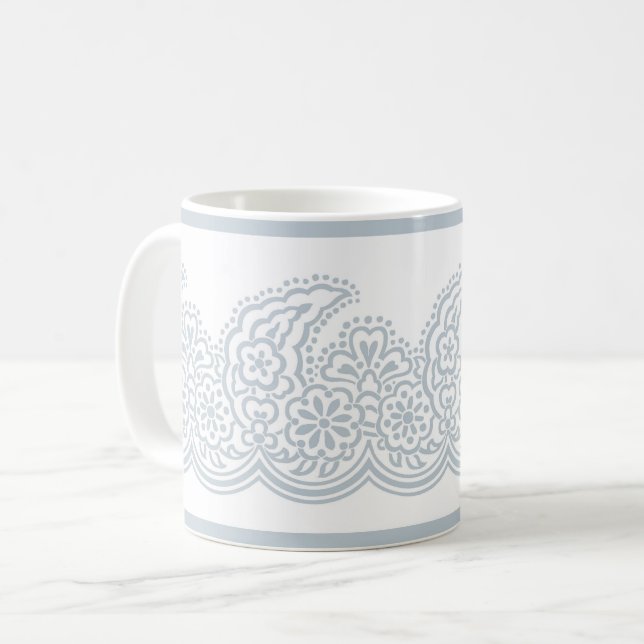 Blek Blue Paisley Coffee Mugg (Framsida vänster)