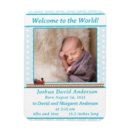 Blek-Blue Polka-Dot Pojke Birth Notice Magnet