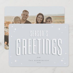 Blek Blue Season's Greetings Retro Stars Photo Julkort