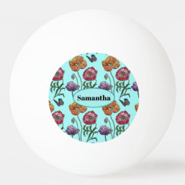 Blek Blue Shabby Poppy Anpassade Namn Pingisboll