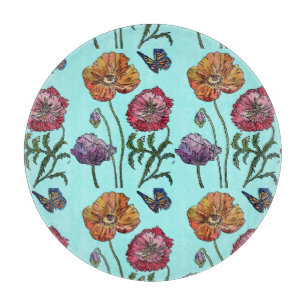 Blek Blue Shabby Poppy Decor Blommigt Poppies Art