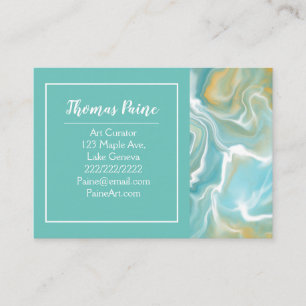 Blek Blue, Teal, Turquise Marble Art Visitkort