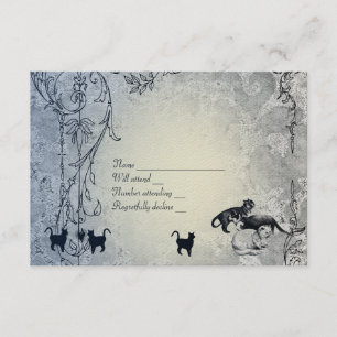 Blek Blue Vintage Shabby Garden Cat OSA med env Kort