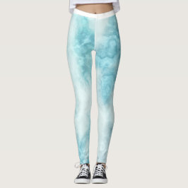 Blek Blue Watercolor Mönster Leggings