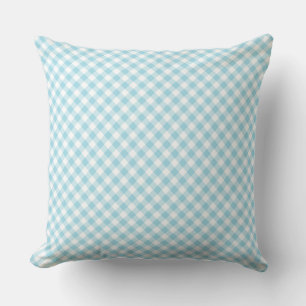 Blek Blue White Diagonal Check Gingham Mönster Kudde