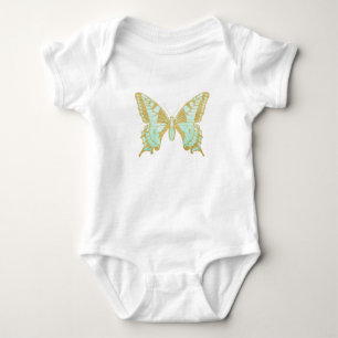 Blek Bluish Grönt Butterfly T Shirt
