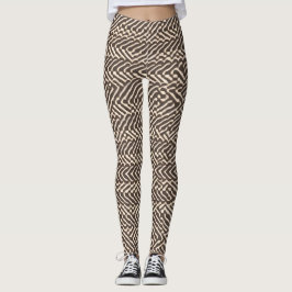 Blek bruntyg matta Geometric Mönster Leggings