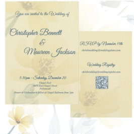 Blek Butter-Gult Blommigt Vattenfärg Bröllop Inbjudningar