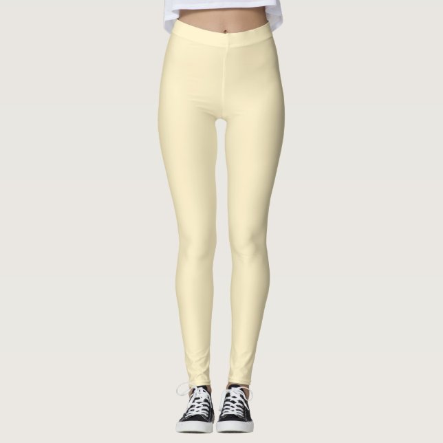 Blek ButterkoppsGult Solid Färg Leggings (Framsida)