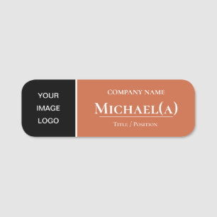 Blek Copper Orange and Black: Elegant Company LOGO Namnbricka