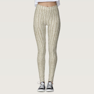 Blek Driftwood Bark - Seamless Coastal Struktur Leggings