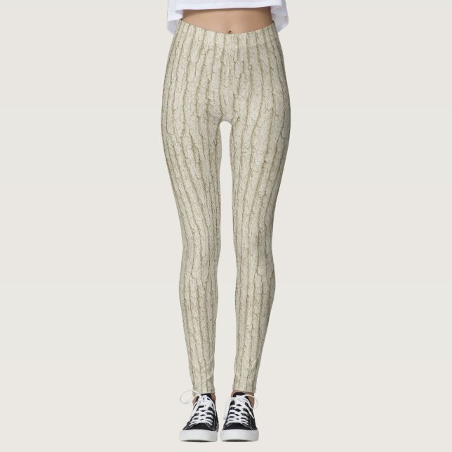 Blek Driftwood Bark - Seamless Coastal Struktur Leggings (Framsida)