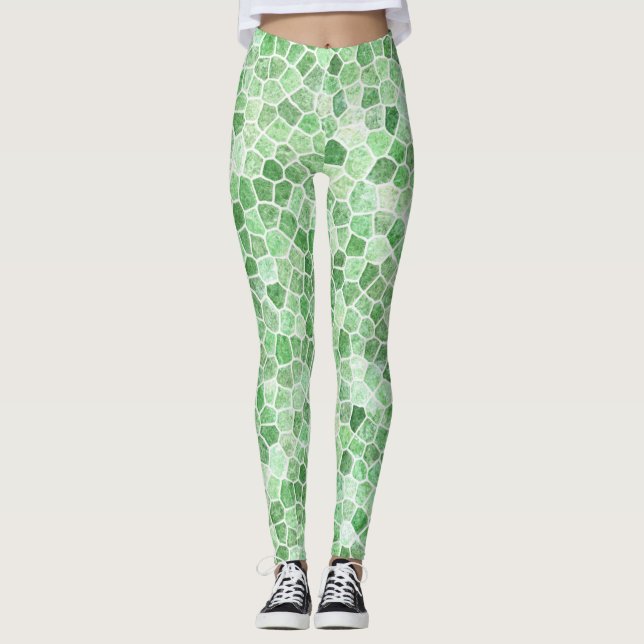 Blek Emerald and Pistachio Cobbling Patchwork Leggings (Framsida)