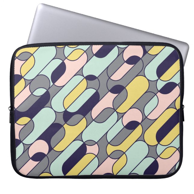 Blek Färg Geometric: Retro Mönster Laptop Fodral (Framsidan)