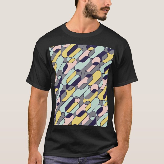 Blek Färg Geometric: Retro Mönster T Shirt (Framsida)