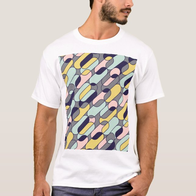 Blek Färg Geometric: Retro Mönster T Shirt (Framsida)