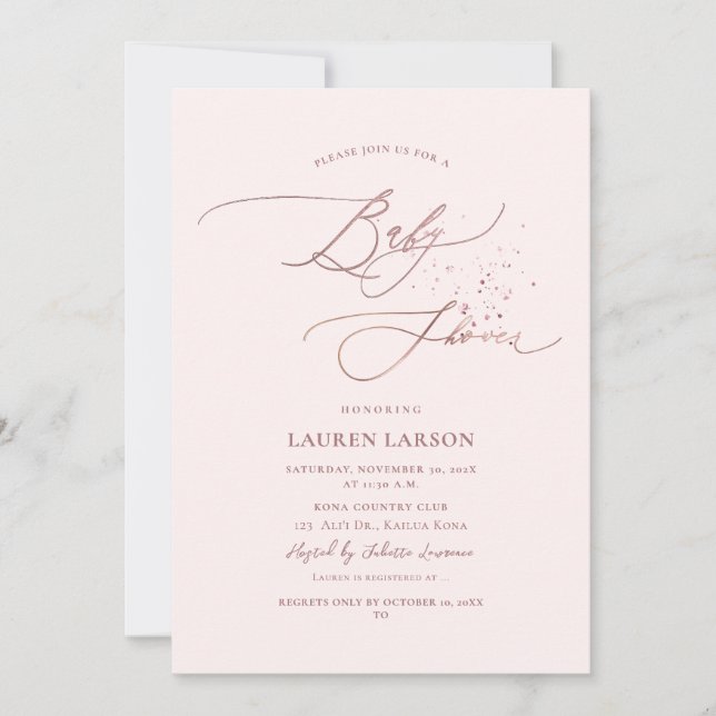 Blek för Elegant-Rosa för ArtsApp- Baby Inbjudningar (Framsida)