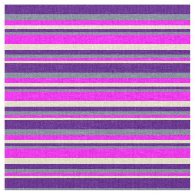 Blek Goldenrod, Fuchsia, Slate Grått och Indigo Tyg (Närbild)