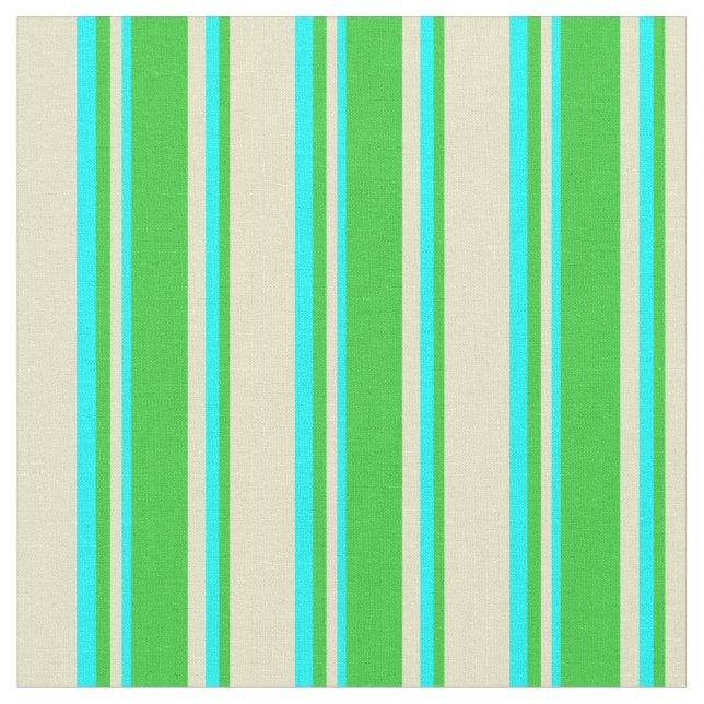 Blek Goldenrod, Lime Green & Cyan Färgad Linjer Tyg (Närbild)