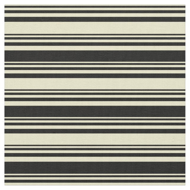 Blek Goldenrod och Black Linjer/Rand Mönster Tyg (Närbild)