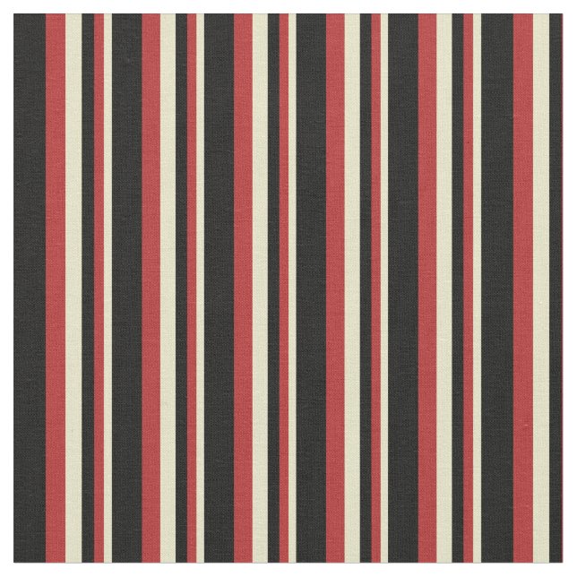 Blek Goldenrod, Red & Black Linjer/Rand Mönster Tyg (Närbild)