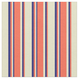 Blek Goldenrod, Red & Midnight Blue Färgad Linjer Tyg