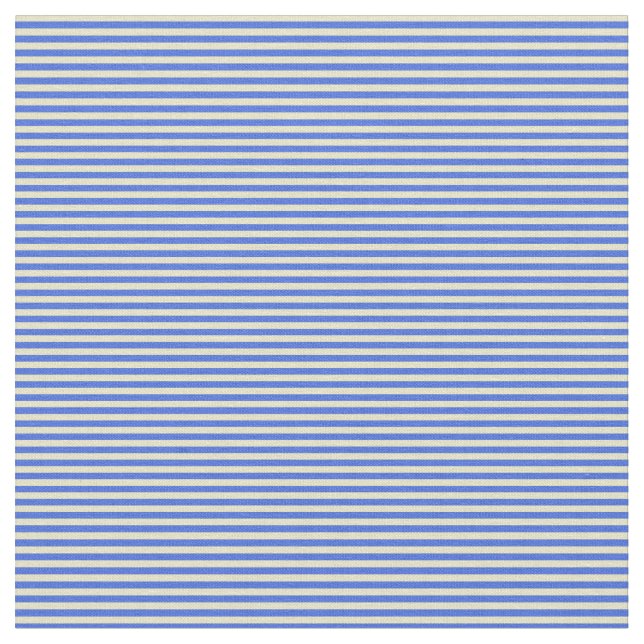 Blek Goldenrod & Royal Blue Linjer/Rand Mönster Tyg (Närbild)