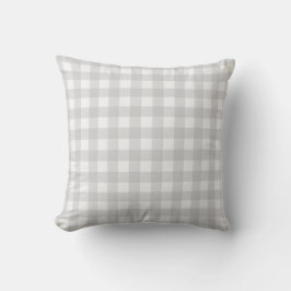 Blek Grått Basic Gingham Checkered Mönster Kudde