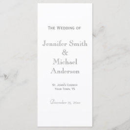 Blek Grått Bröllopsprogram Program