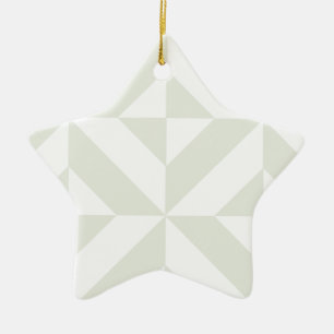 Blek Grått Geometric Deco Cube Mönster Julgransprydnad Keramik