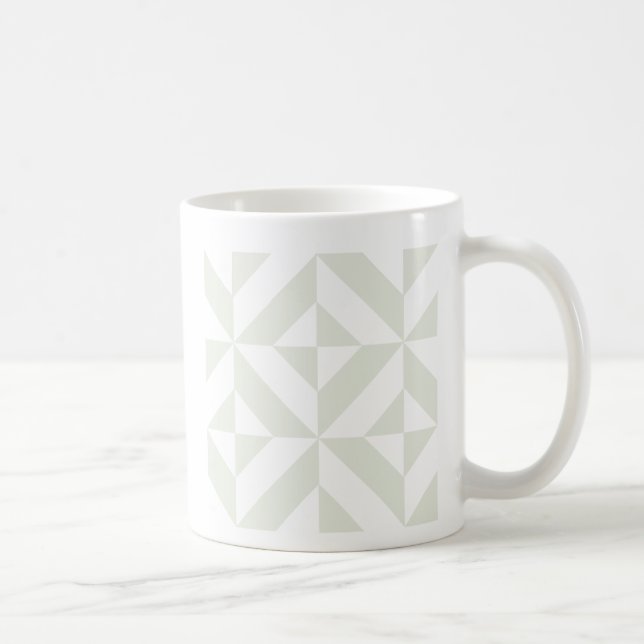 Blek Grått Geometric Deco Cube Mönster Kaffemugg (Höger)