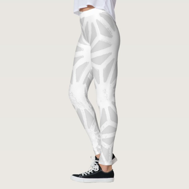 Blek grått-geometrisk mönster leggings (Vänster)