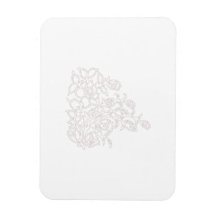 Blek Grått, Mjölk White, blommigt design Magnet