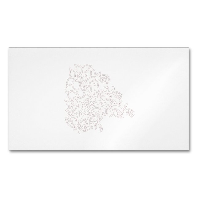 Blek Grått, Mjölk White, blommigt design Magnetiska Visitkort (Framsida)