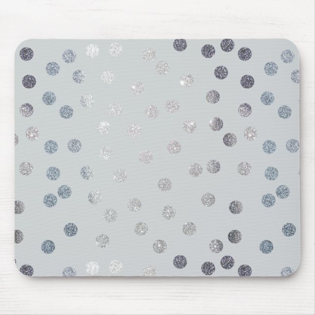 Blek Grått- och Faux Silver Glitter-punkter Musmatta (Framsidan)