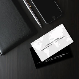 Blek Grått World Map Internationell professionell Visitkort