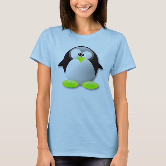 BLEK - grön PINGVIN för LINUXTUXKRISTALL T-shirt (Framsida)