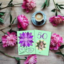 Blek grönt 50:e födelsedagen Enkel Lila Solros