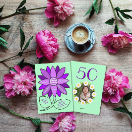 Blek grönt 50:e födelsedagen Enkel Lila Solros Inbjudningar