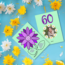 Blek grönt 60:e födelsedagen: Enkel Lila Solros Inbjudningar