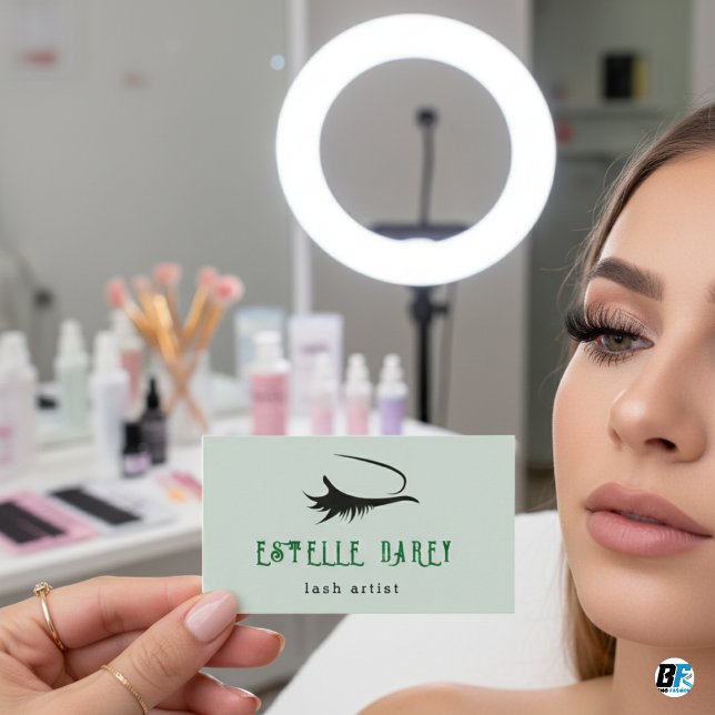 Blek Grönt Aesthetic Minimalist Lash Visitkort (Skapare uppladdad)