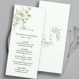 Blek Grönt Delikat Wildblomme Modern Boho Bröllop Meny