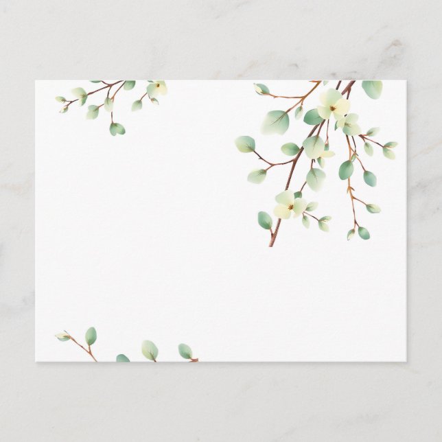 Blek Grönt Eucalyptus Vattenfärg Vykort (Framsida)