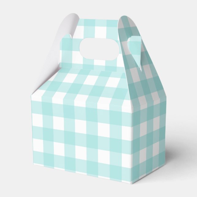 Blek Grönt Gingham Play Gabled Party Favoritbox Presentaskar (Framsidan Sidan)