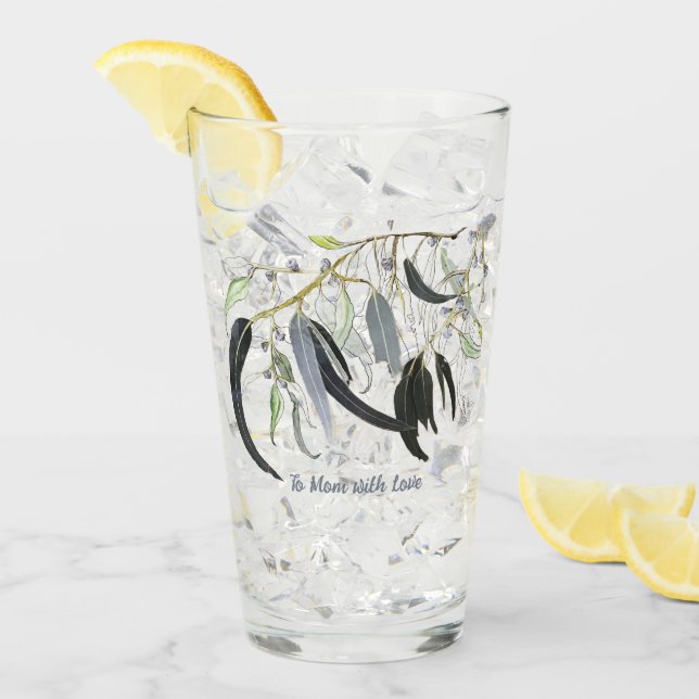 blek grönt gum löv med meddelande glaskopp (Framsida Ice)