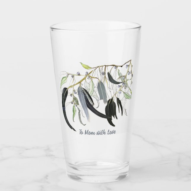 blek grönt gum löv med meddelandeglas glaskopp (Framsida)