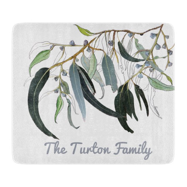 Blek grönt gum löv Vattenfärgsskärning (Framsidan)